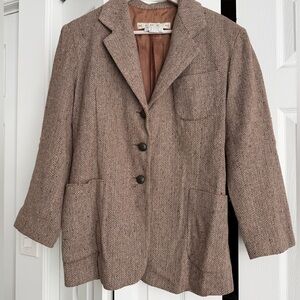 Barneys New York Brown Herringbone Jacket
